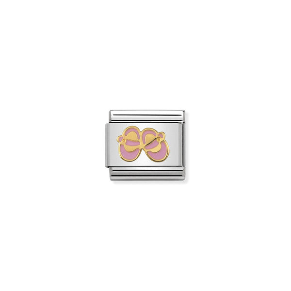 Nomination Composable Classic Link Daily Life Pink Baby Shoes in Stainless Steel with 18k Gold