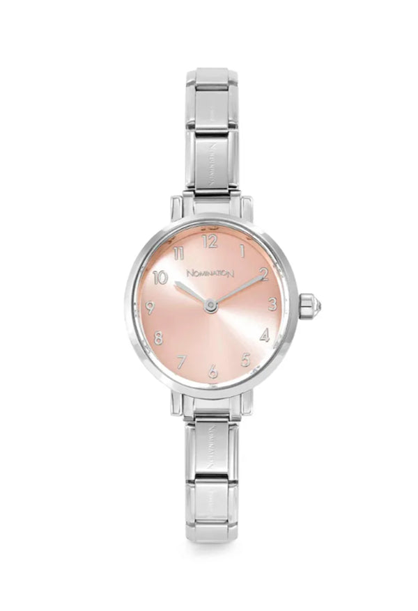 Ladies Nomination Paris Oval Pink Dial Bracelet Watch Stainless Steel