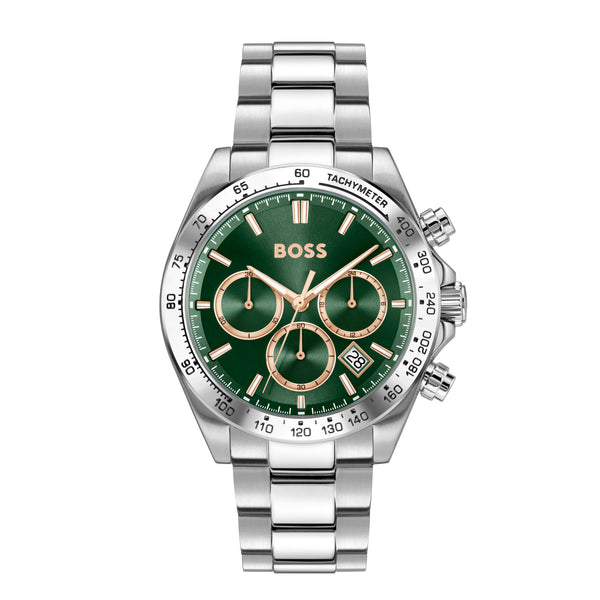 BOSS Mens Hero 2.0, Green Dial, Bracelet Watch | OD's Jewellers