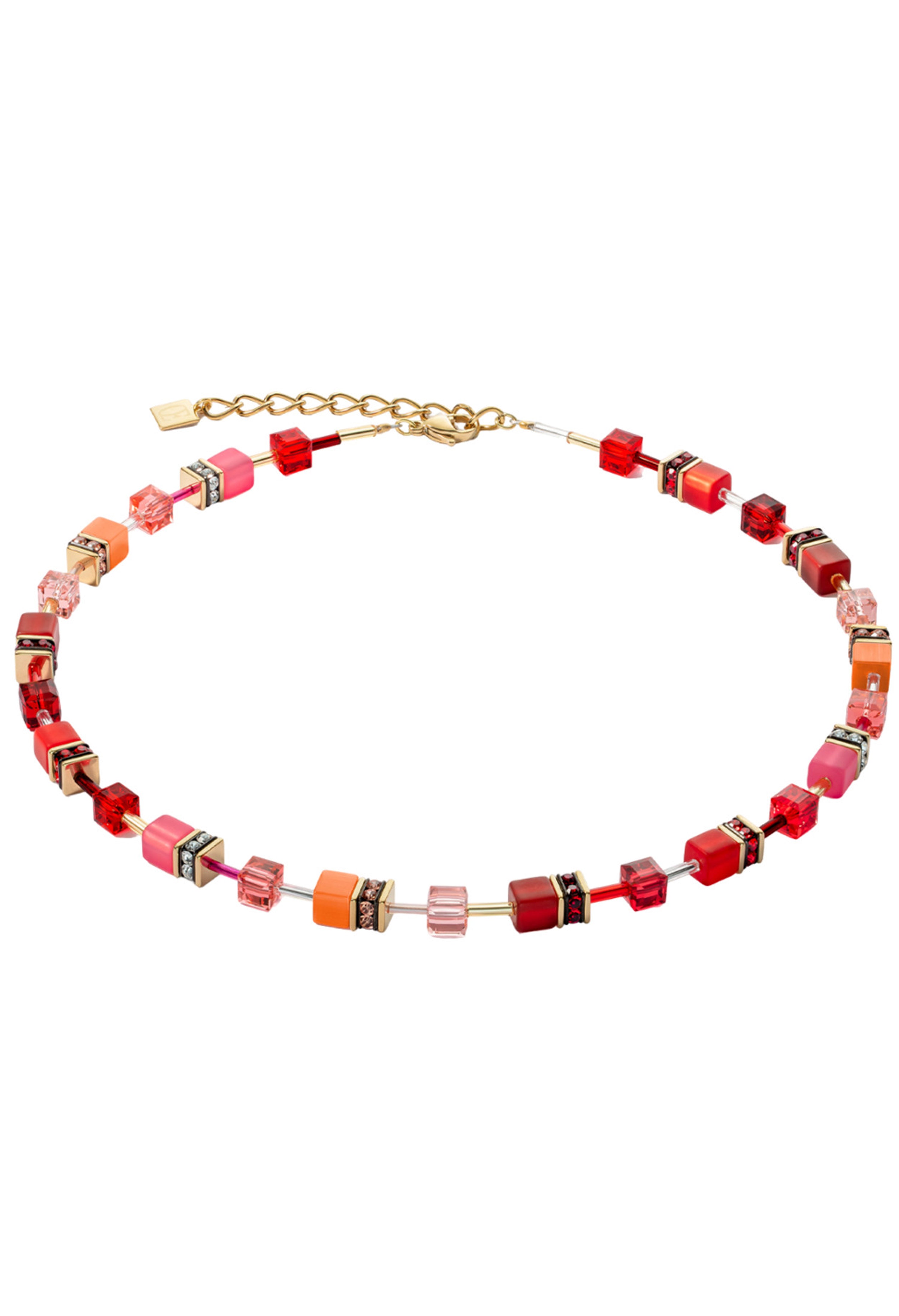 Coeur De Lion Geocube Red Necklace Gold Plated Coeur De Lion Geocube Red Necklace Gold Plated