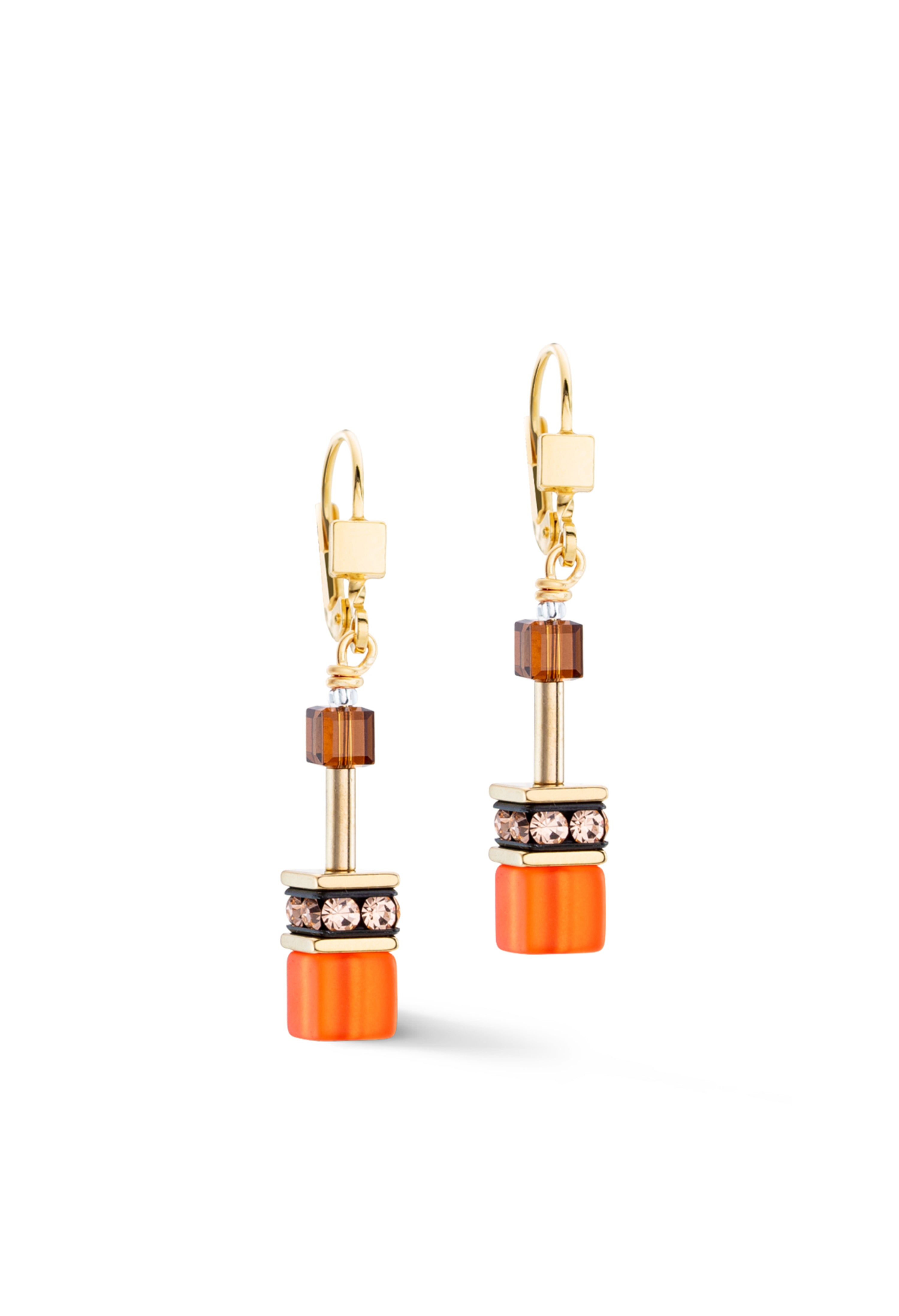 Coeur De Lion Geocube Red Earrings Gold Plated Coeur De Lion Geocube Red Earrings Gold Plated