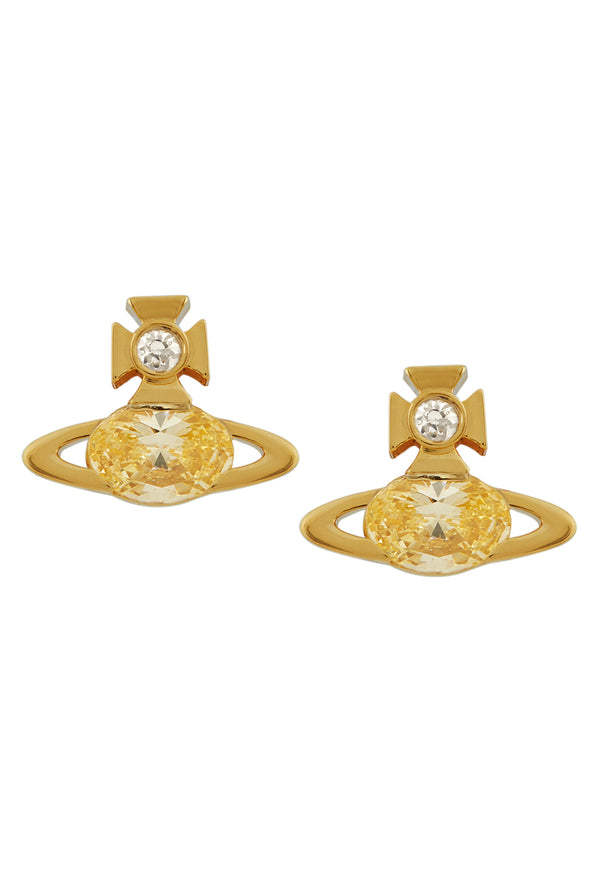Vivienne Westwood Allie Canary Yellow Earrings Gold Plated