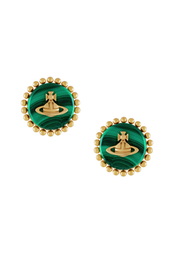 Vivienne Westwood Neyla Malachite Earrings Gold Plated