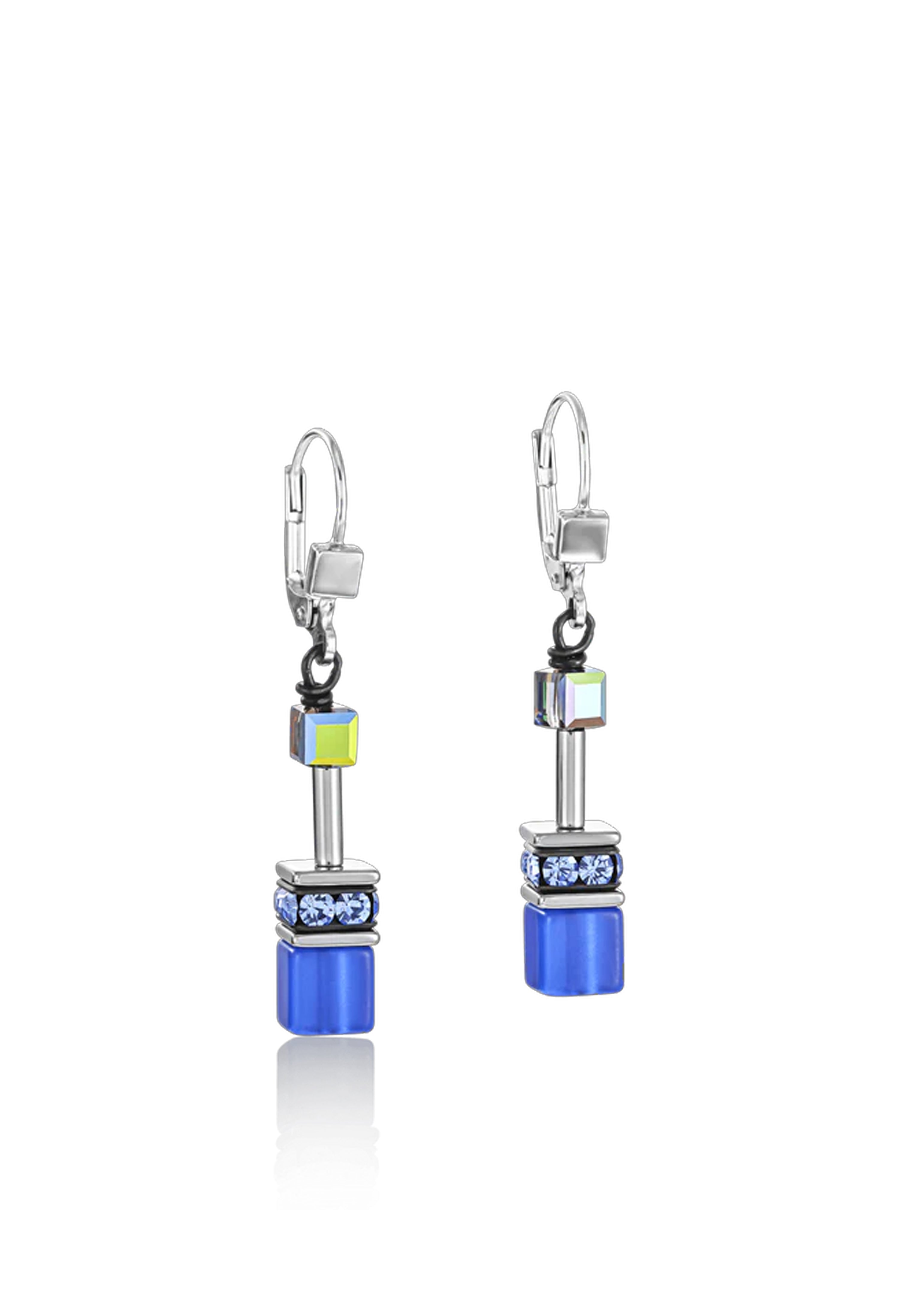 Coeur De Lion Geocube Blue Grey Earrings Coeur De Lion Geocube Blue Grey Earrings