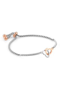 Nomination Milleluci Double Hearts Bracelet Stainless Steel Rose Gold Plated PVD