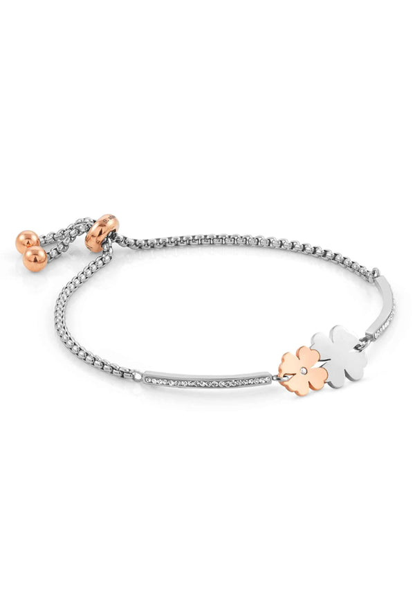 Nomination Milleluci Double Four-Leaf Clovers Bracelet Stainless Steel Rose Gold Plated PVD