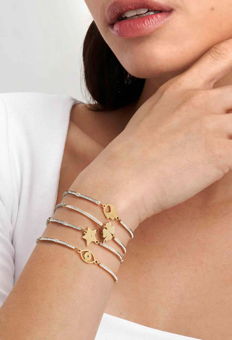 Nomination Milleluci Four Leaf Clover Bracelet Stainless Steel Gold Plated