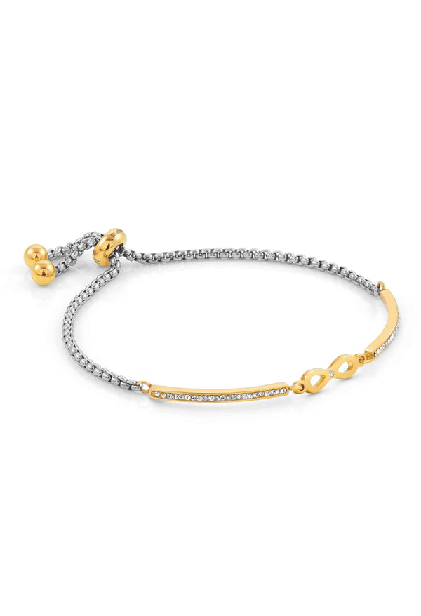 The Nomination Milleluci Infinity Bracelet, a two-tone gold-plated stainless steel bracelet from Nomination Italy, at OD’s Jewellers in St Helens