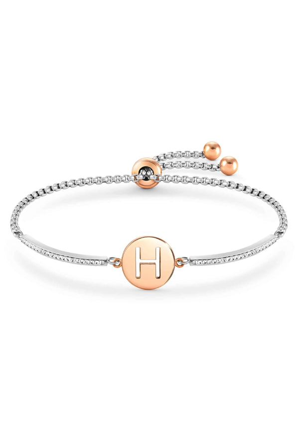 Nomination Milleluci Letter H Bracelet Stainless Steel Rose Gold Plated PVD