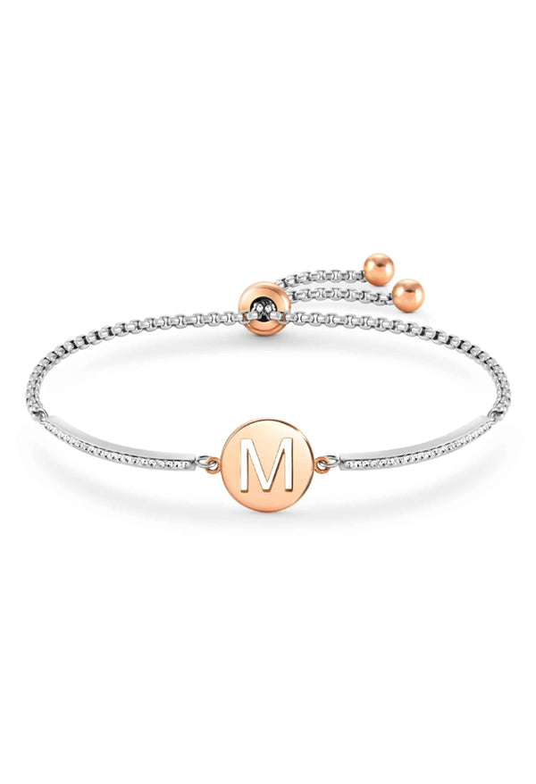 Nomination Milleluci Letter M Bracelet Stainless Steel Rose Gold Plated PVD