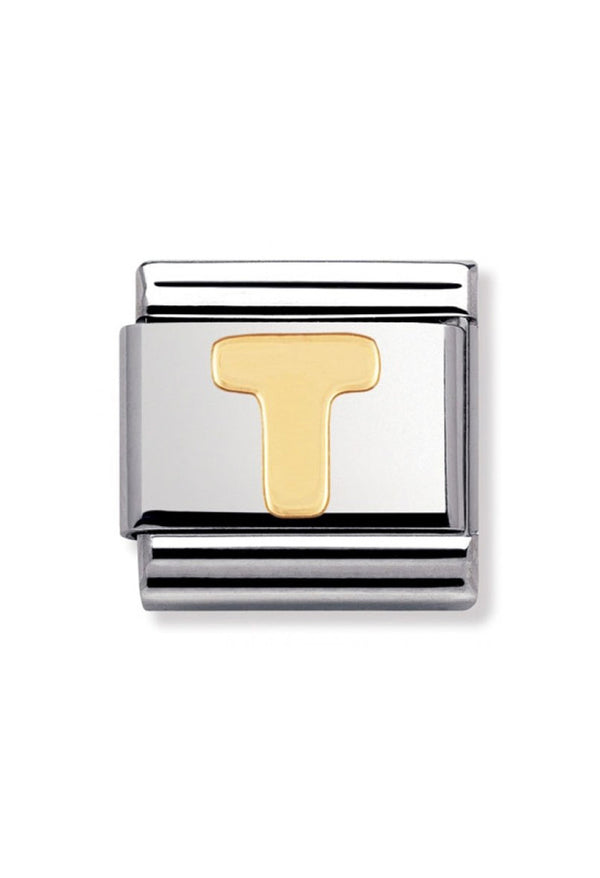 Nomination Composable Classic Link Letter T in 18k gold