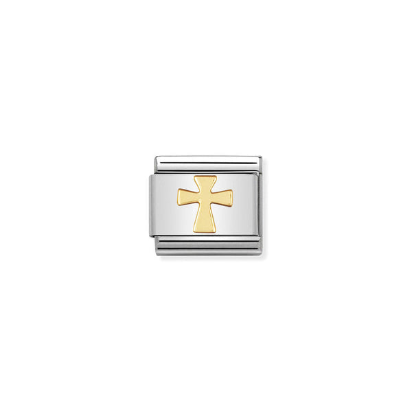 Nomination Composable Classic Link Religious Cross in 18k gold