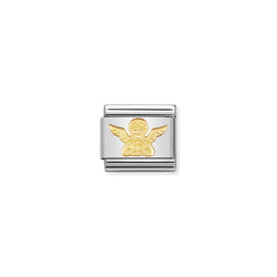 Nomination Composable Classic Link Religious Angel in 18k gold, a gold charm from Nomination Italy, available at OD’s Jewellers in St Helens