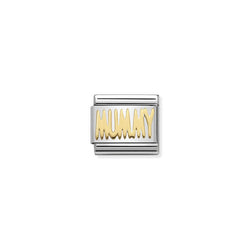 Nomination Composable Classic bracelet link featuring "MUMMY" in 18K gold. A sentimental jewelry gift.