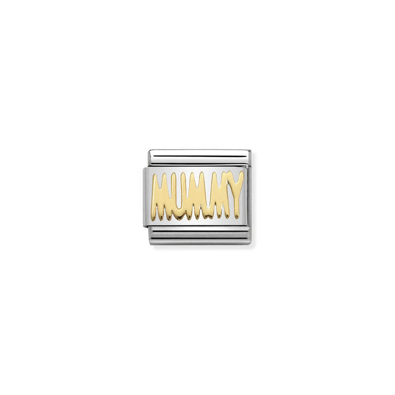 Nomination Composable Classic bracelet link featuring "MUMMY" in 18K gold. A sentimental jewelry gift.