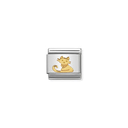 Nomination Composable Classic Link Animals (Earth) Seated Cat in Stainless Steel with 18k Gold