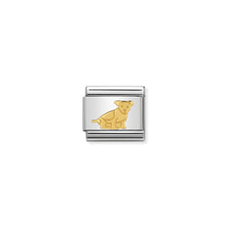 Nomination Composable Classic Link Animals (Earth) Seated Dog in Stainless Steel with 18k Gold
