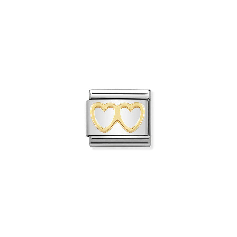 Nomination Composable Classic Link Love Double Heart in 18k gold