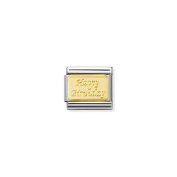 Nomination Composable Classic Link Engraved Signs Happy Birthday in 18k gold