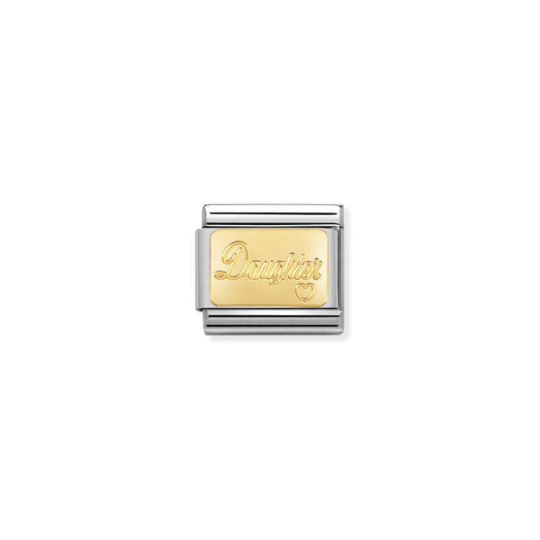 Nomination Composable Classic Link Engraved Signs Daughter in 18k gold