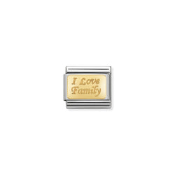 Nomination Composable Classic Link Engraved Signs I Love Family in Stainless Steel with 18k Gold