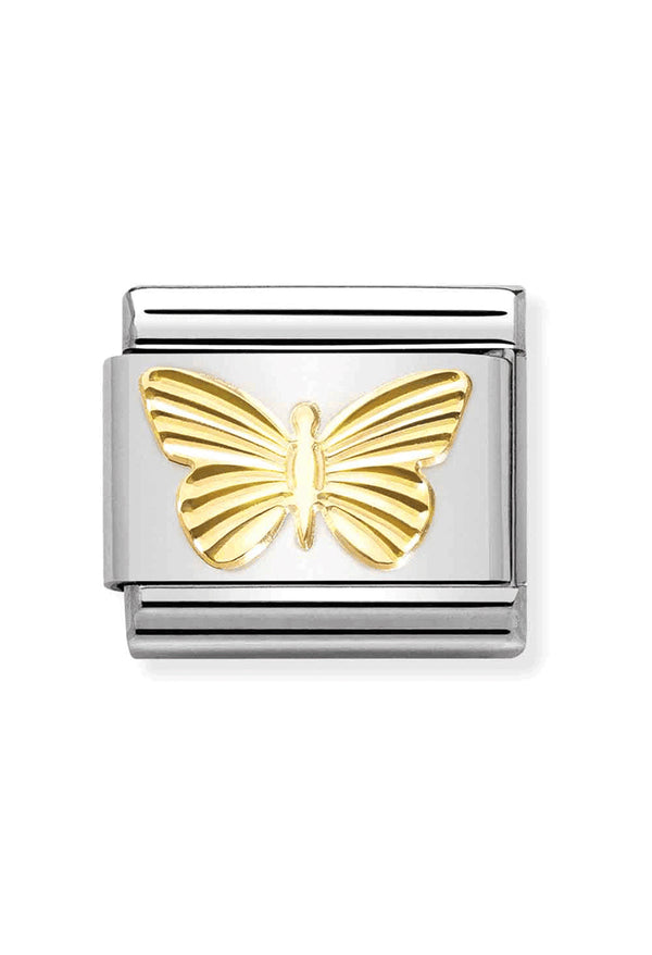 Nomination Composable Classic SYMBOLS DIAMOND-CUT BUTTERFLY in Steel and Bonded Yellow Gold