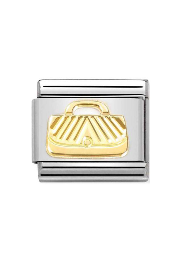 Nomination Composable Classic SYMBOLS DIAMOND-CUT BAG in Steel and Bonded Yellow Gold