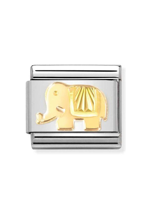 Nomination Composable Classic SYMBOLS DIAMOND-CUT ELEPHANT in Steel and Bonded Yellow Gold