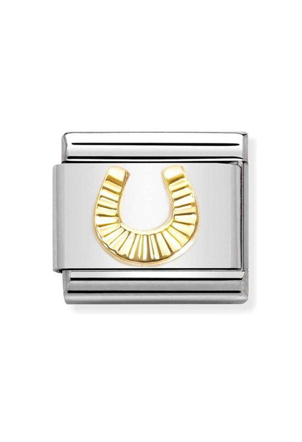 Nomination Composable Classic SYMBOLS DIAMOND-CUT HORSESHOE in Steel and Bonded Yellow Gold