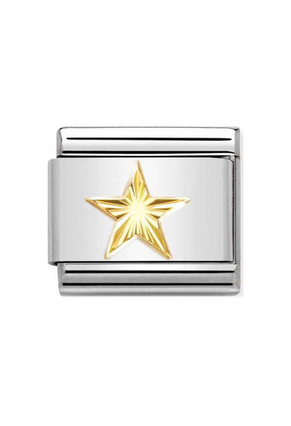 Nomination Composable Classic SYMBOLS DIAMOND-CUT STAR in Steel and Bonded Yellow Gold