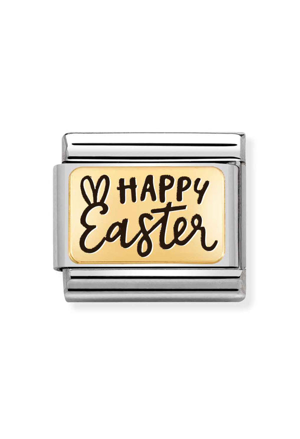Nomination Composable Classic PLATES HAPPY EASTER in Steel and 18k Gold