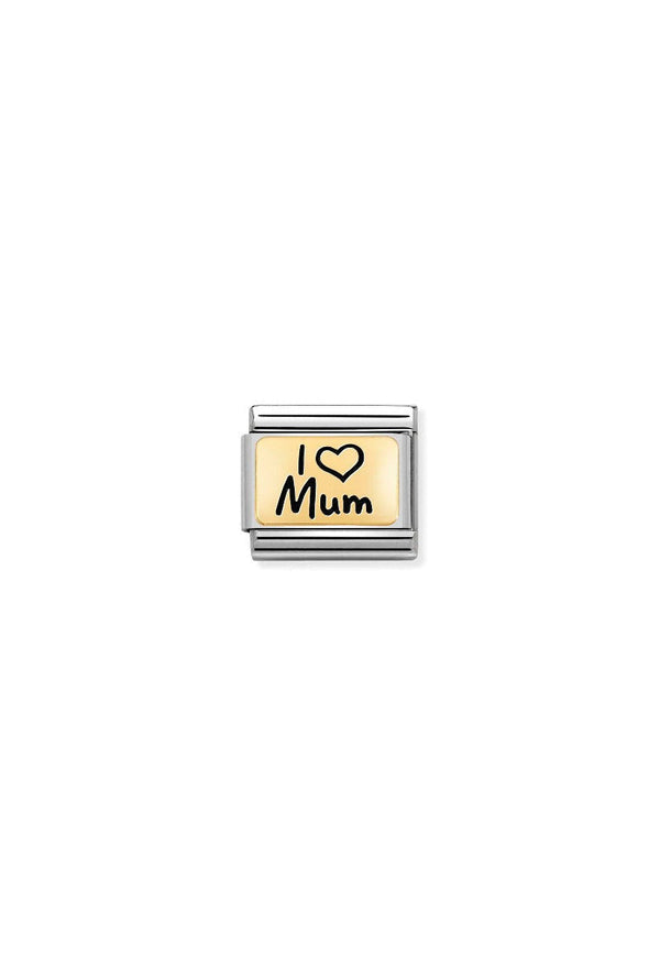 Nomination Composable Classic Link PLATES I LOVE MUM in Steel and 750 Gold