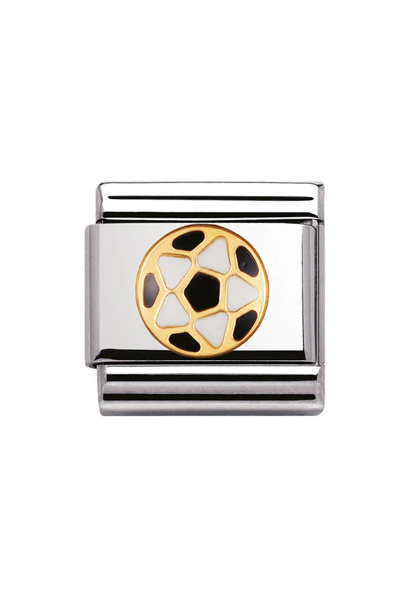 Nomination Composable Classic Link Black & White Football in Gold