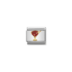 Nomination Composable Classic Link Fun Red Cocktail Glass in 18k gold
