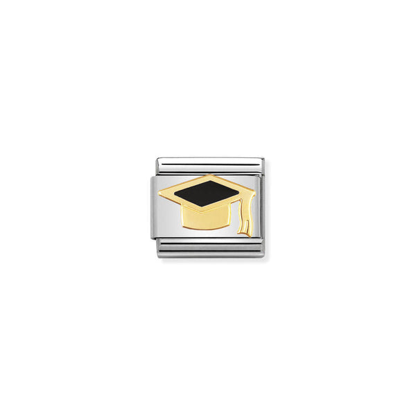 Nomination Composable Classic Link Back To School Black Graduate Hat in 18k gold