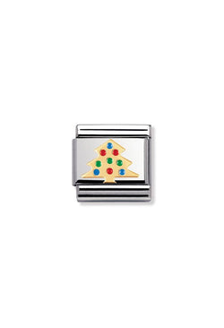 Nomination Composable Classic Link Coloured Christmas Tree in Gold, a gold-plated charm from Nomination Italy, at OD’s Jewellers St Helens