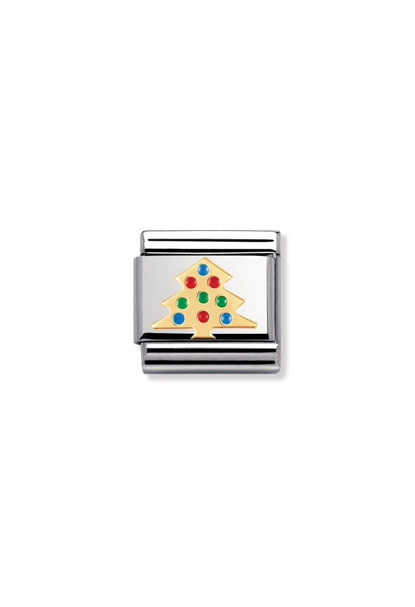 Nomination Composable Classic Link Coloured Christmas Tree in Gold, a gold-plated charm from Nomination Italy, at OD’s Jewellers St Helens