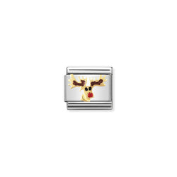 The Nomination Composable Classic Link Christmas Reindeer charm, a gold and silver metal charm from Nomination Italy, at OD’s Jewellers in St Helens