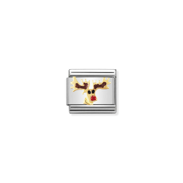 The Nomination Composable Classic Link Christmas Reindeer charm, a gold and silver metal charm from Nomination Italy, at OD’s Jewellers in St Helens