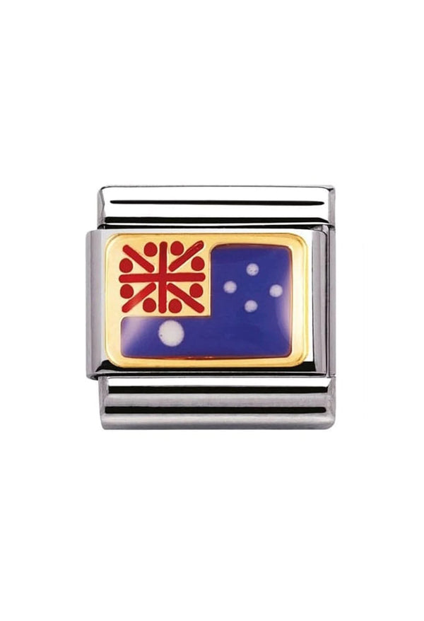 Nomination Composable Classic Link OCEANIA FLAG AUSTRALIA in Stainless Steel with Enamel & 18k Gold