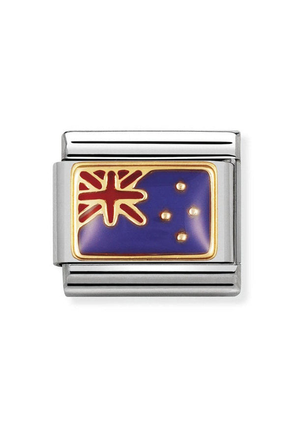 Nomination Composable Classic Link OCEANIA FLAG NEW ZEALAND in Stainless Steel with Enamel & 18k Gold