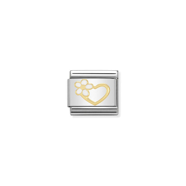 Nomination Composable Classic Link Love 1 Heart With Flower in 18k gold