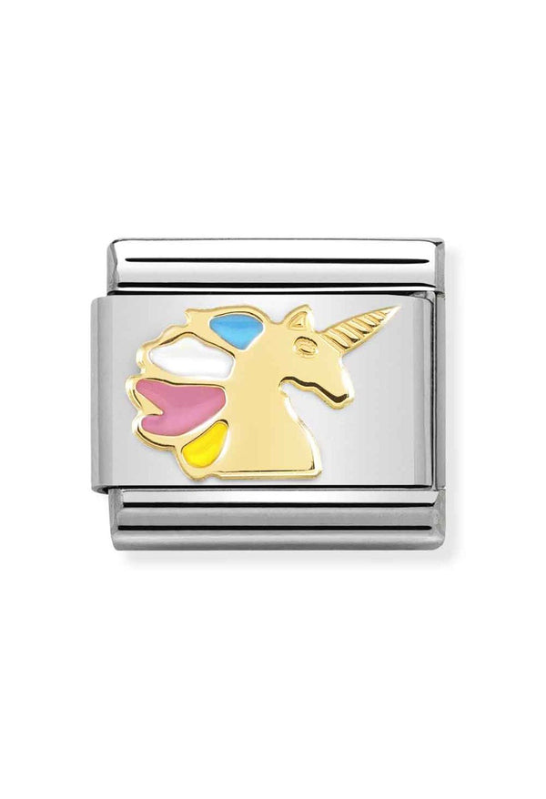 Nomination Composable Classic Link Multi Coloured Unicorn in 18k Gold