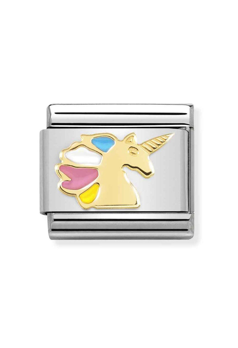Nomination Composable Classic Link Multi Coloured Unicorn in 18k Gold