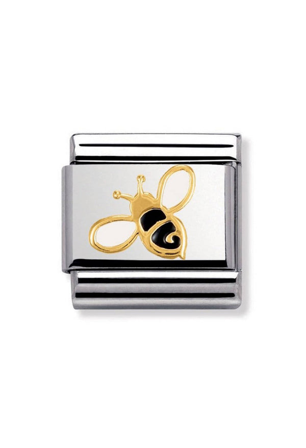 Nomination Composable Classic Link NATURA BEE in Stainless Steel with Enamel & 18k Gold