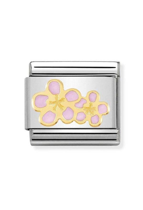 Nomination Composable Classic Link PEACH FLOWER in Stainless Steel with Enamel & 18k Gold