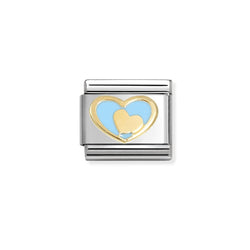 Nomination Composable Classic LOVE 2 BLUE HEART in Stainless Steel, Enamel and Bonded Yellow Gold
