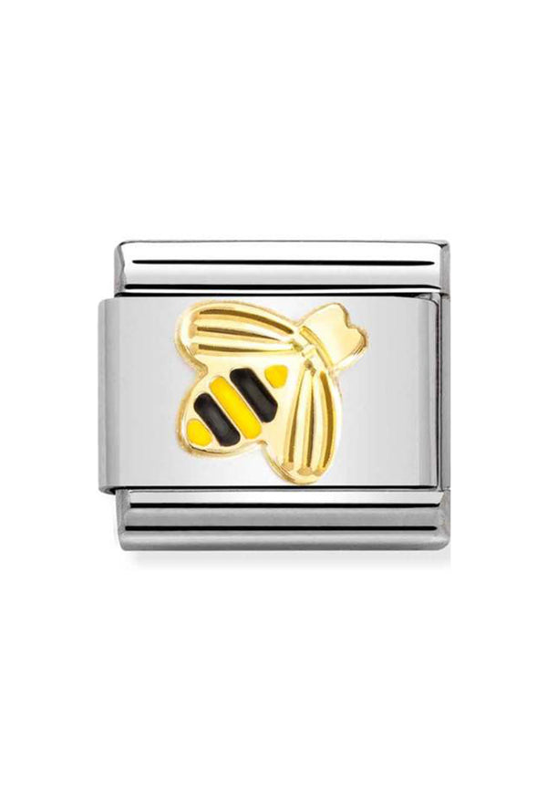 Nomination Composable Classic SYMBOLS DIAMOND CUT BEE in Steel, Enamel and 18k Gold