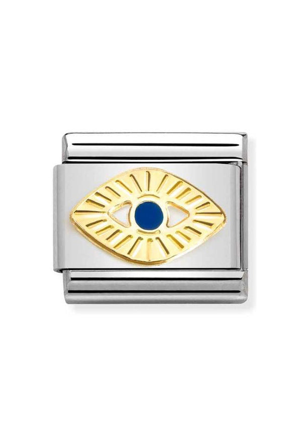 Nomination Composable Classic SYMBOLS DIAMOND-CUT EYE in Steel, Enamel and Bonded Yellow Gold