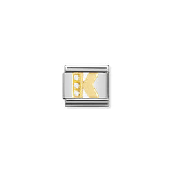 Nomination Composable Classic Link Letters K in 18k gold and Cubic Zirconia